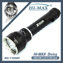 1100850 1set cree xm-l 3 * u2 llevó la luz 3000lumen linterna de buceo llevó antorcha de buceo